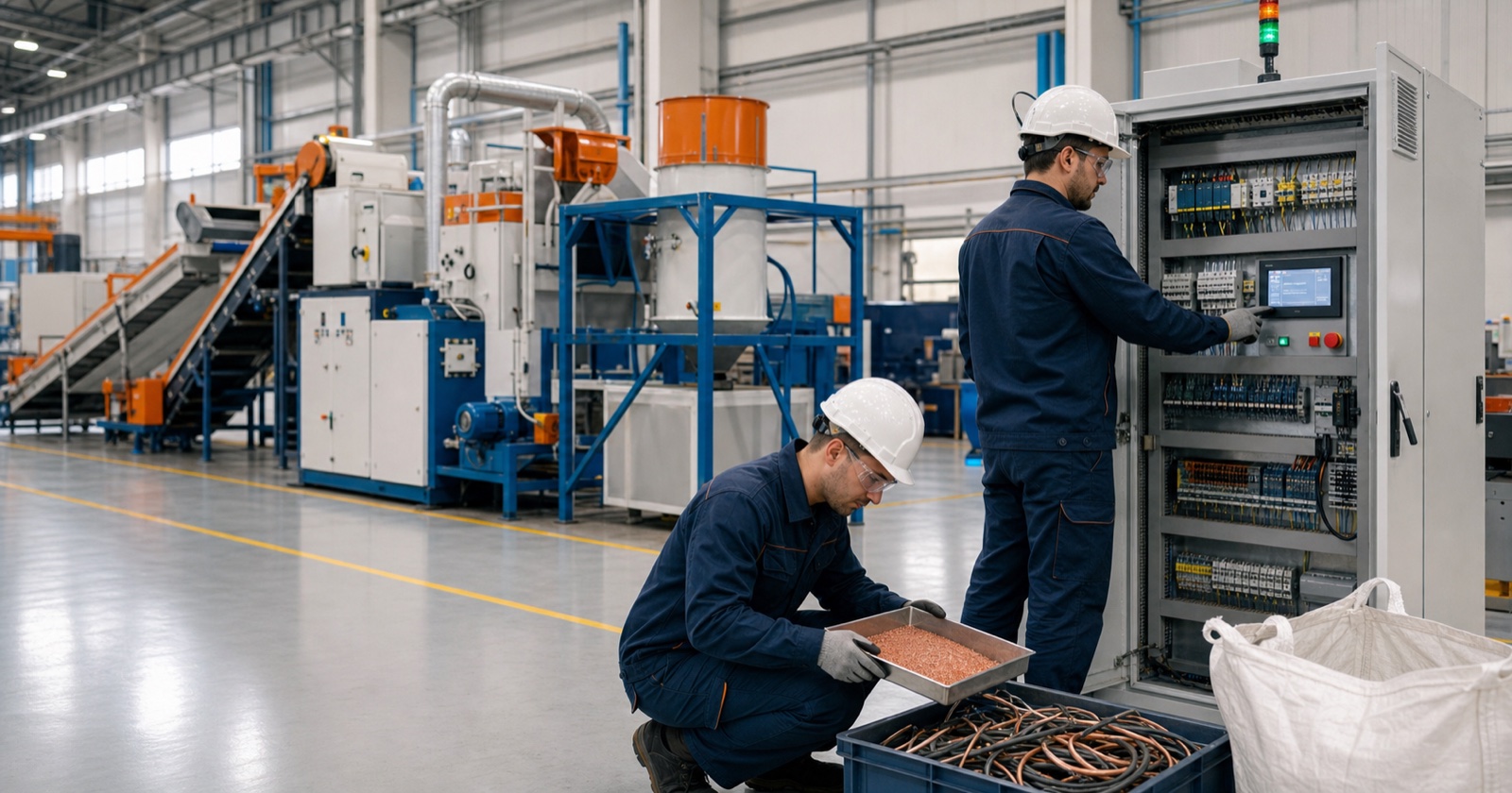 Industrial recycling line testing