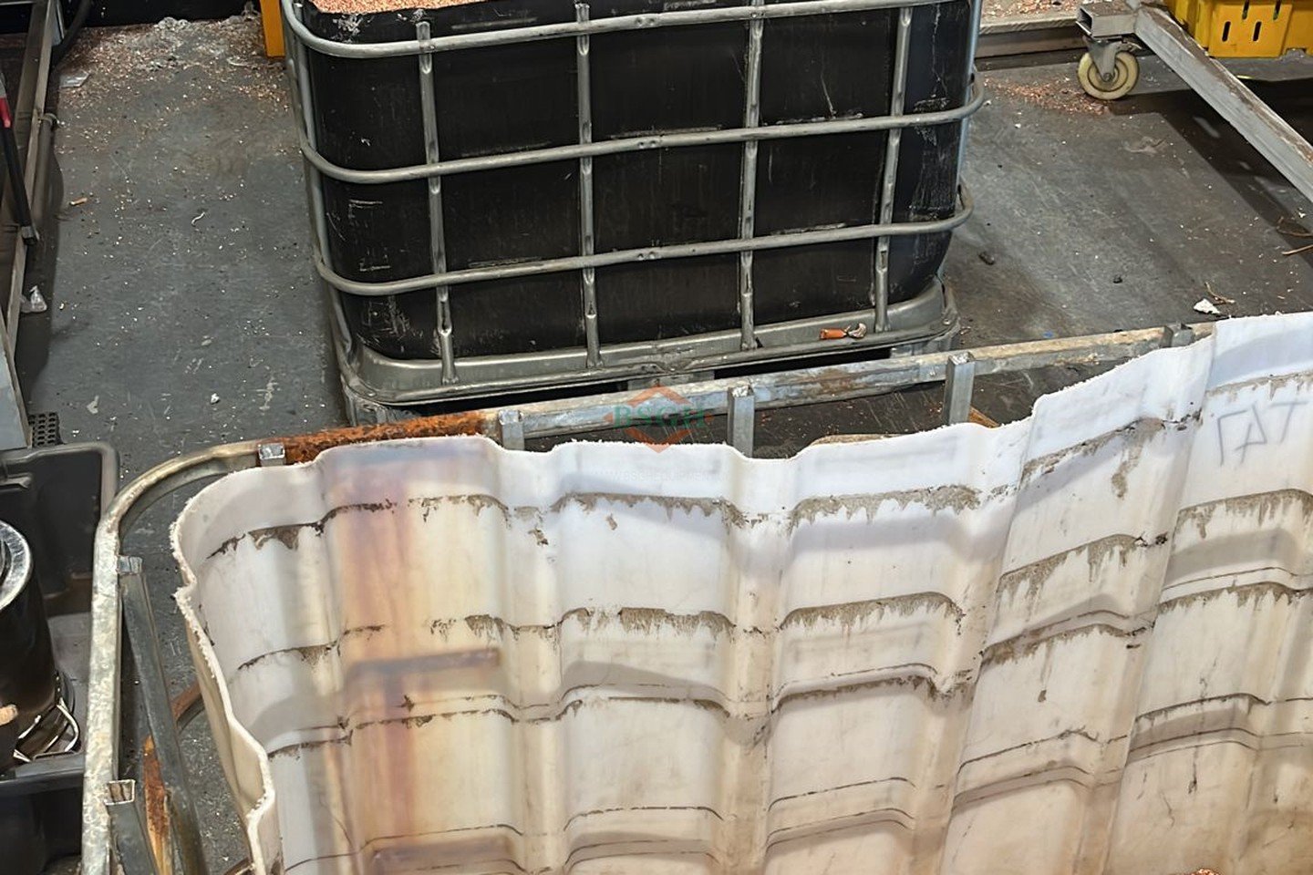 Clean separated bright copper chops and granular plastic insulation pellets after density table processing