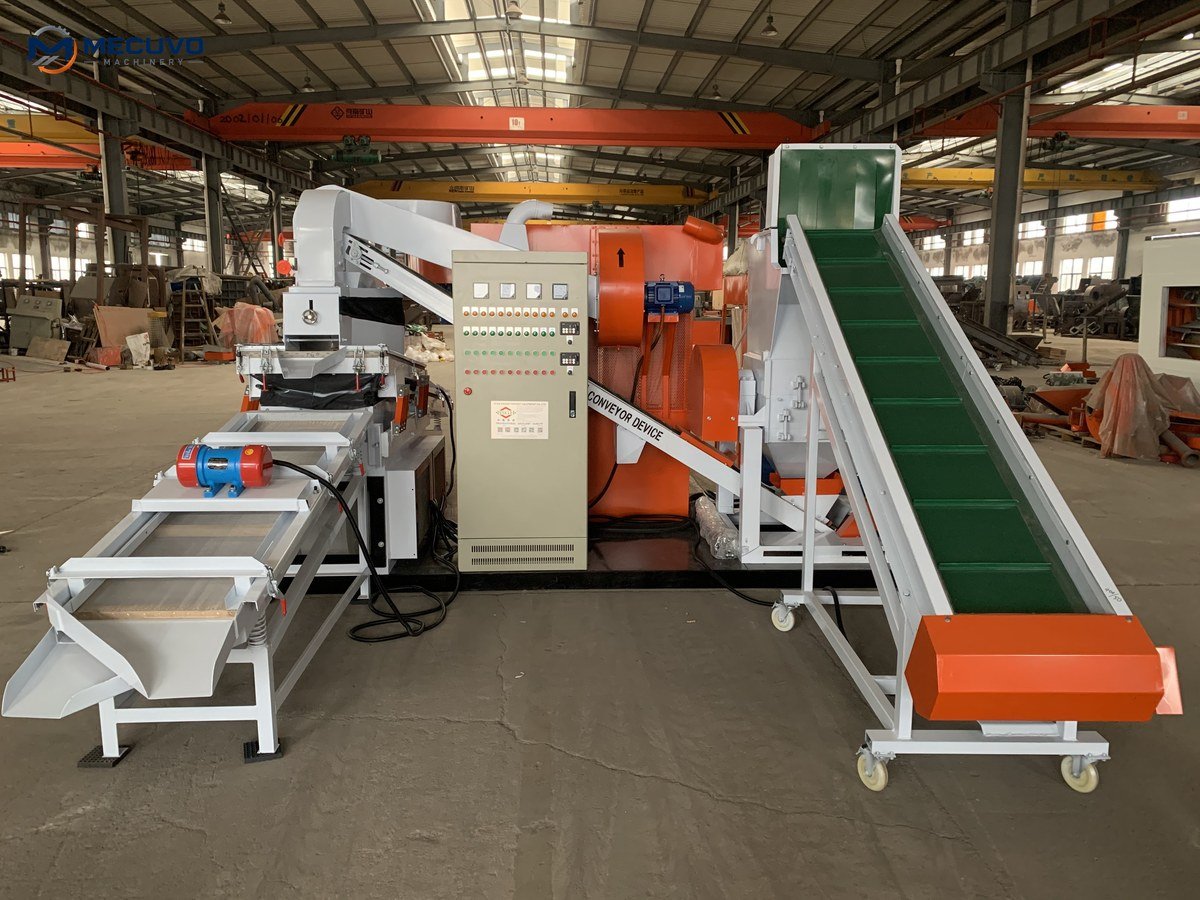 Complete MECUVO copper wire granulator line installed in a factory