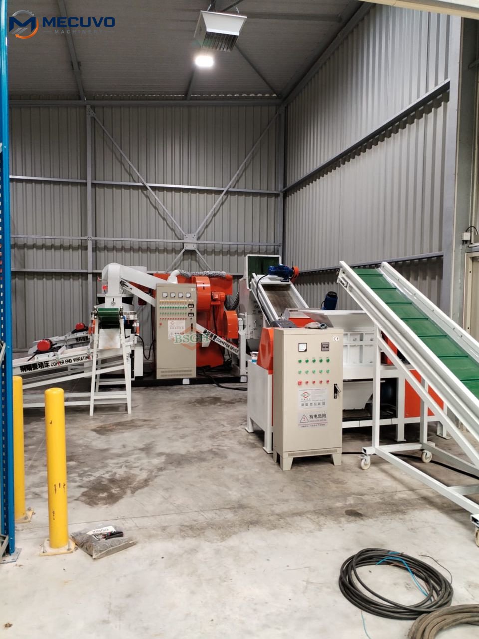 copper-granulator-reduction-stage Copper granulator with feed conveyor and control cabinet
