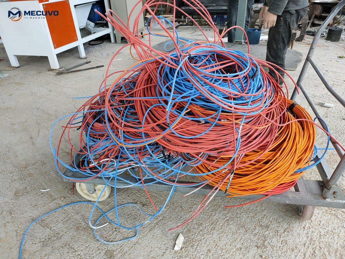 Fine red blue and orange insulated copper wires