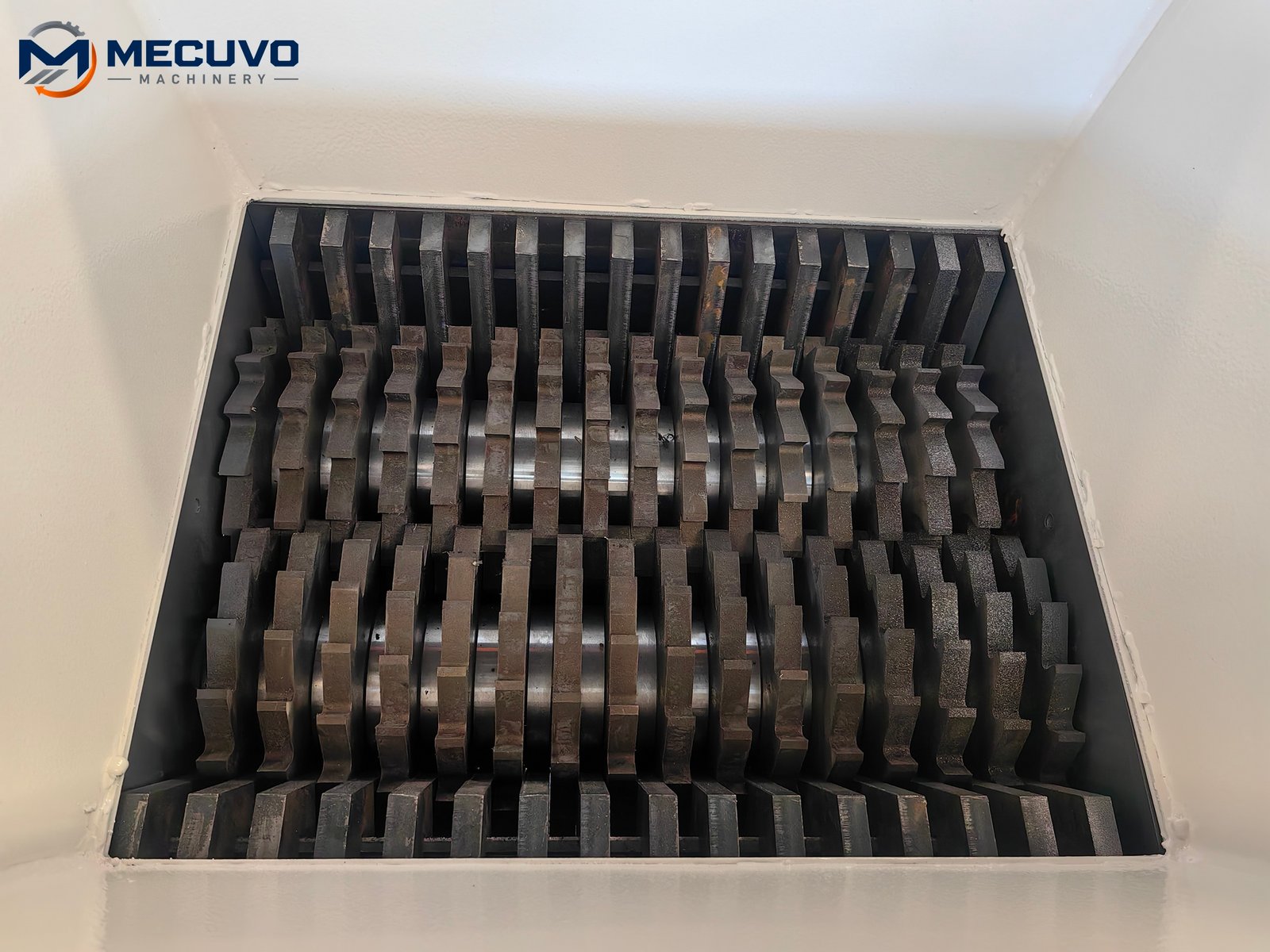 Accessible shredder cutting chamber and twin cutter shafts